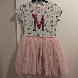 Disney Store Pink and White Minnie Mouse Tulle Dress - 7/8size